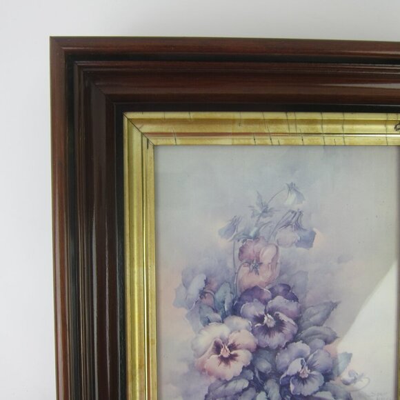 Antique Victorian Deep Picture Frame Wood Gilt Vintage Sonie Ames Flower Print - Picture 2 of 15